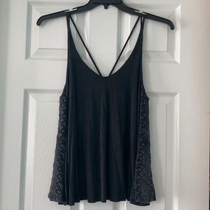 ‼️Black Altard State Open Back Tank Top Lace Detail Distressed Look